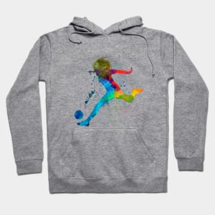 Woman footballer in watercolor Hoodie